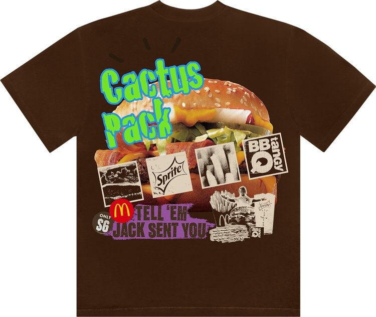 Футболка Cactus Jack by Travis Scott x McDonald's Cactus Pack Vintage Promo T-Shirt 'Brown', коричневый — фото 3