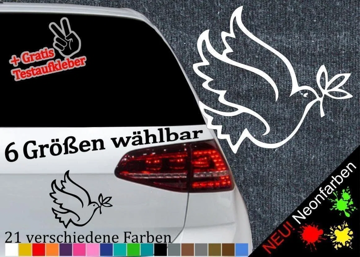 Наклейка Dove of Peace, черная, 6.5x6 см Generisch