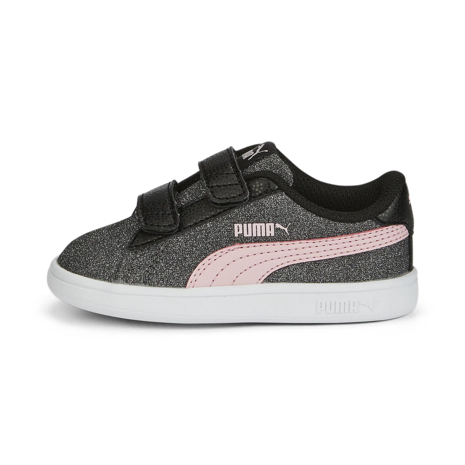 Детские кроссовки для девочек с блестками Smash v2 Glitz Glam Puma, Grau Rosa — фото 3