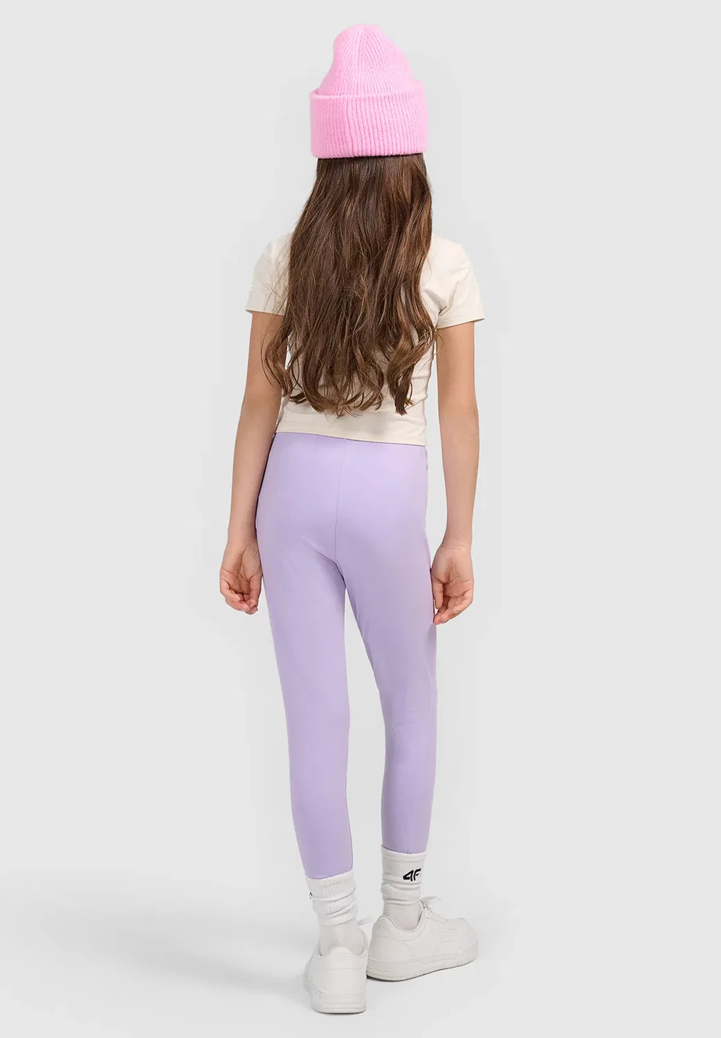 Legginsy dzianinowe dziewczęce - czarne 140 (9-10 лат) - леггинсы 4F, Violet — фото 3