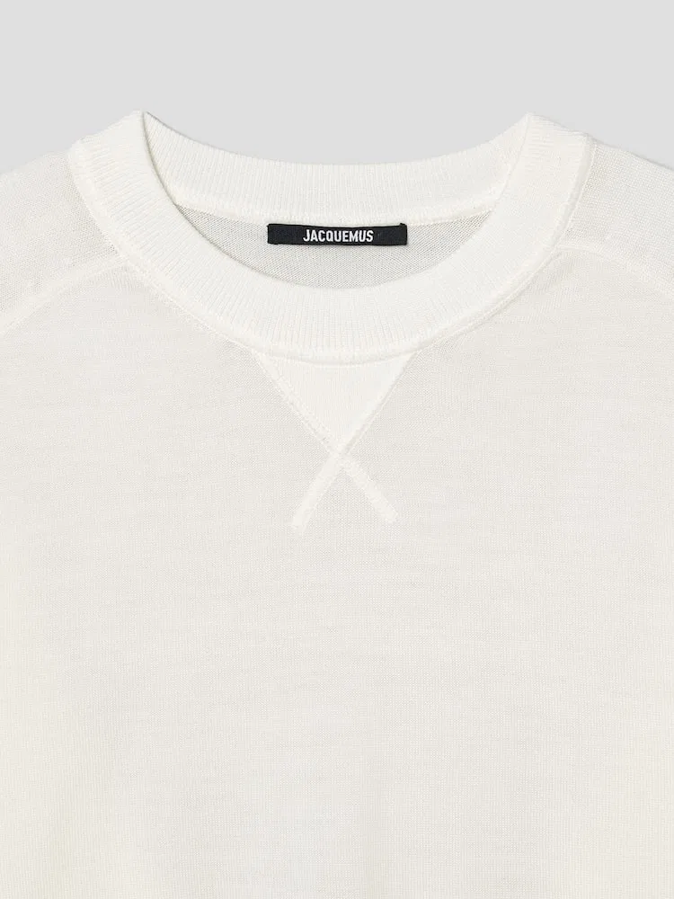 Свитер свободного кроя Le Sweater Brode JACQUEMUS, Off-White — фото 3