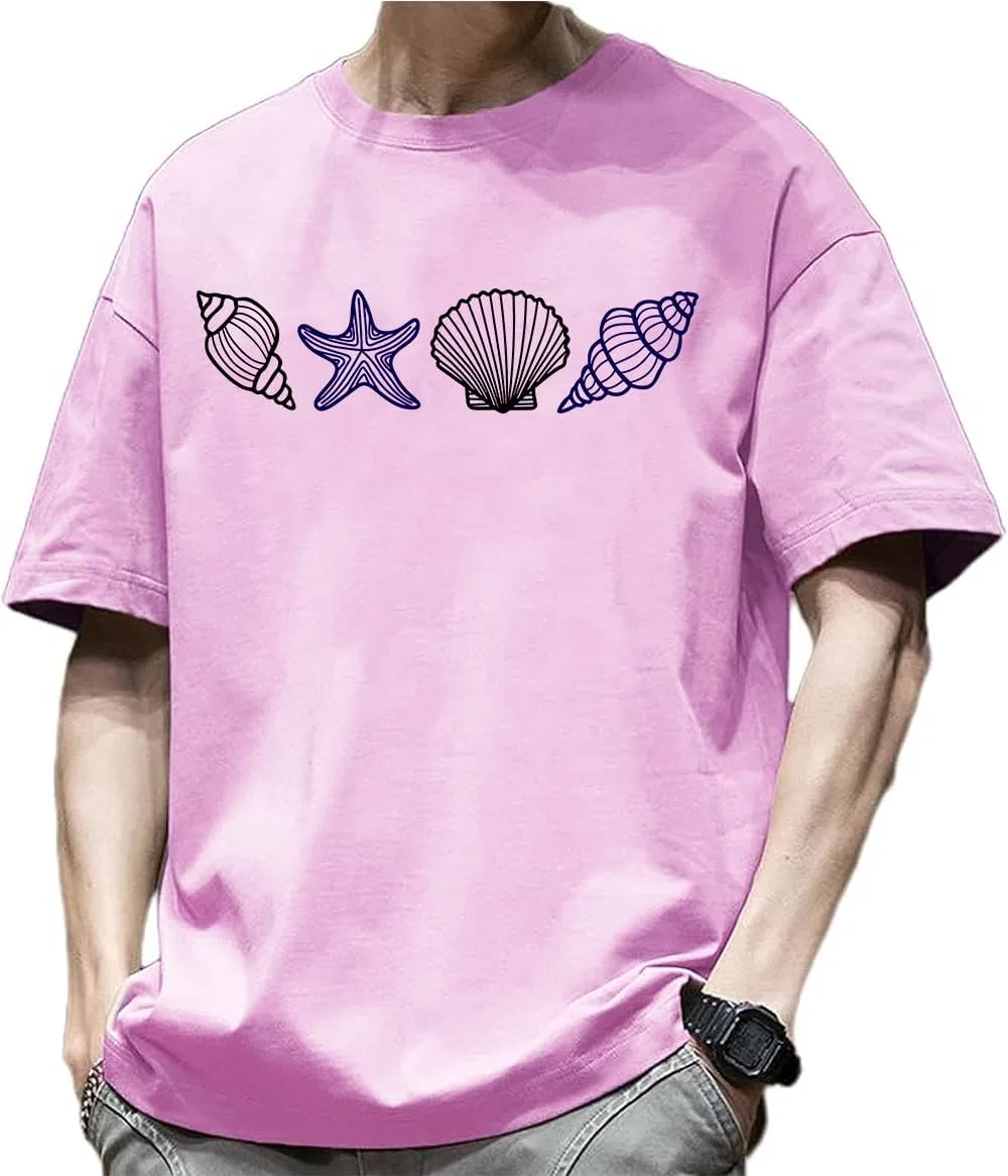 Футболка с принтом Seashells Ocean, Pink