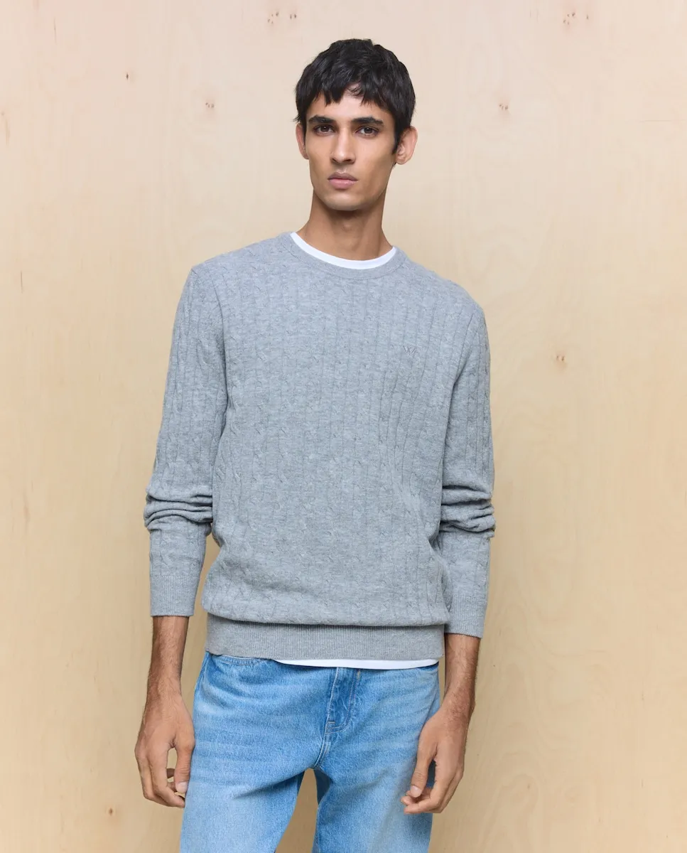 

Мужской свитер с круглым вырезом Easy Wear, светло-серый