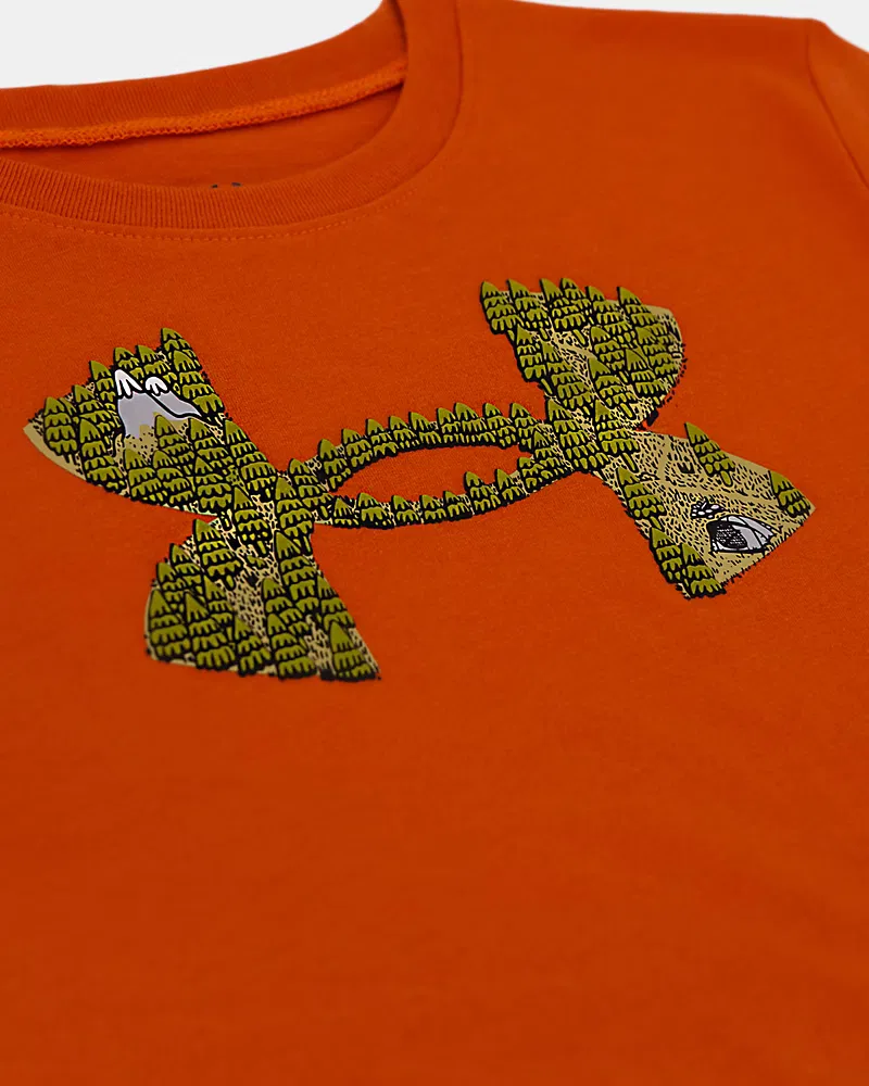 Детский комплект из лонгслива и джоггеров на флисовой подкладке UA Camp Logo UnderArmour, Surplus Orange/Field Khaki — фото 2