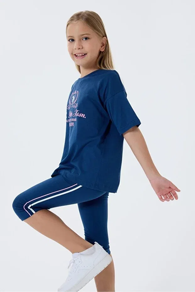 Детские леггинсы для девочек хлопковые U.S. Polo Assn., Navy Blue — фото 3