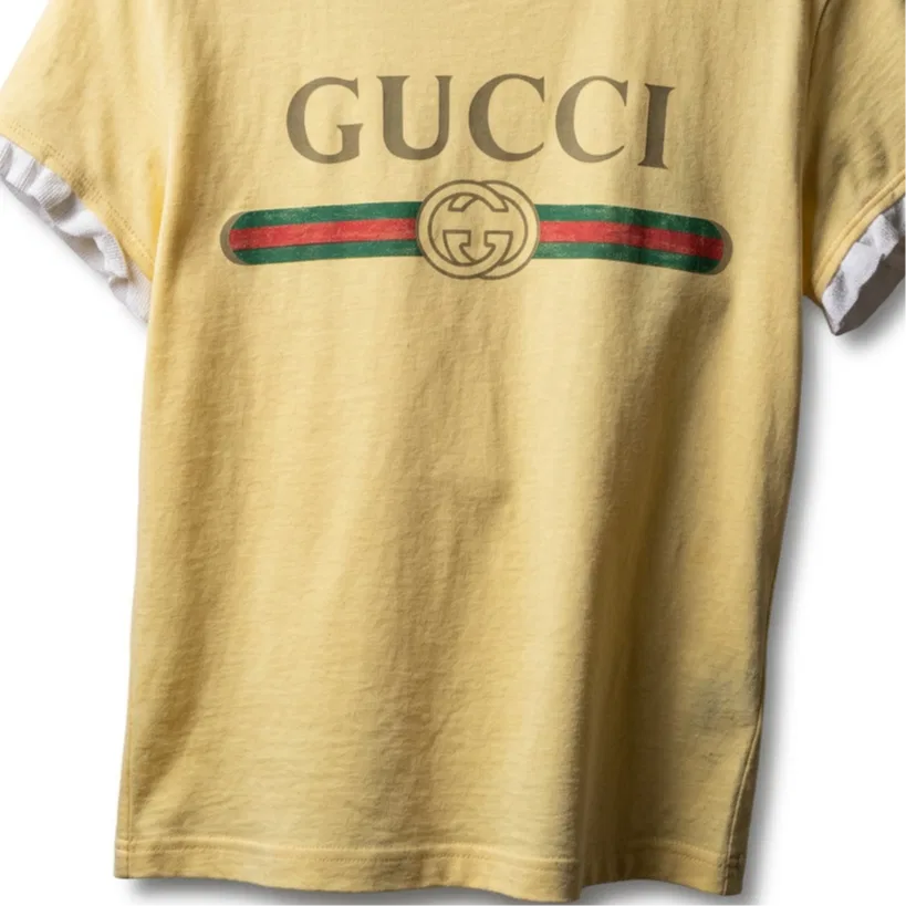 Женская футболка с круглым вырезом Light Yellow GUCCI, Light Yellow — фото 3