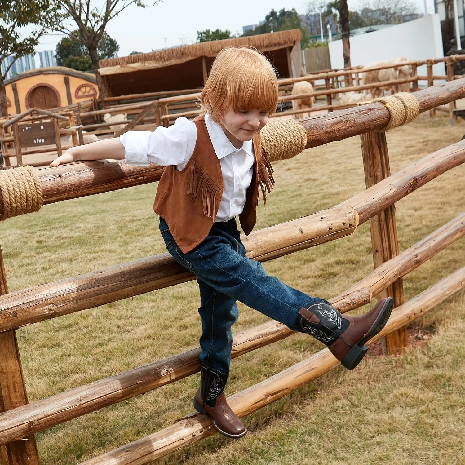 Детские сапоги-казаки для девочек и мальчиков IUV KIDS, Black Brown — фото 2
