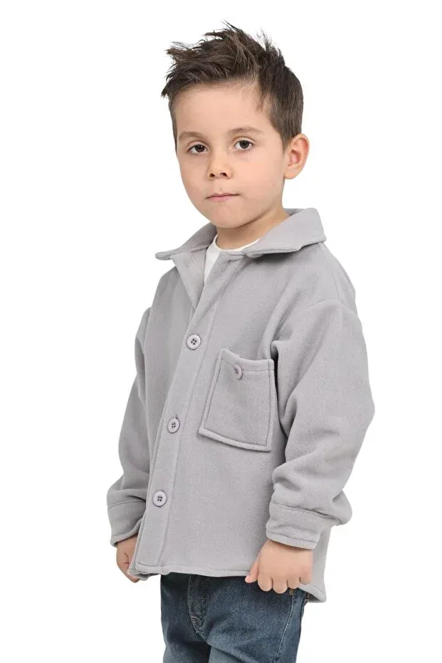 Детская фланелевая рубашка с принтом Erdem Kids, Light Gray — фото 2