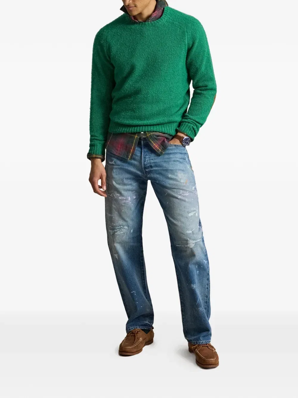 Свитер с нашивками на локтях Polo Ralph Lauren, зеленый — фото 2