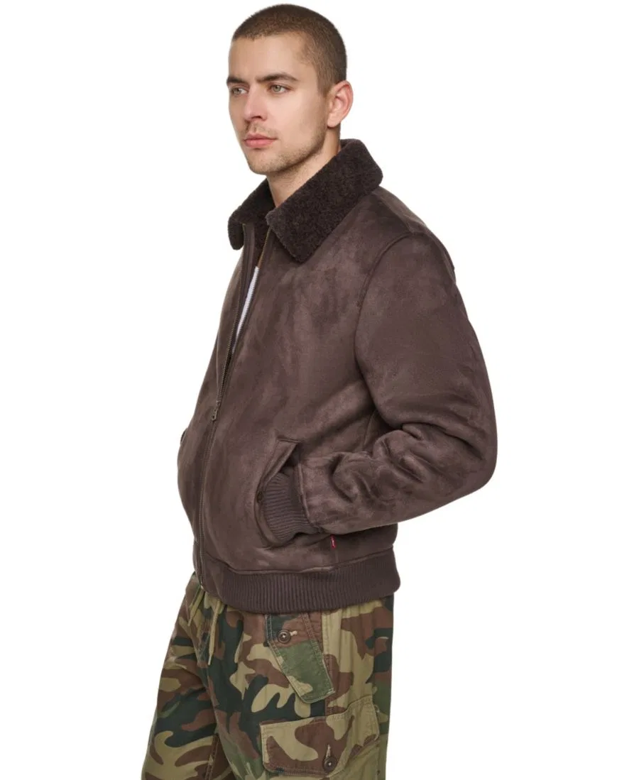 Куртка-бомбер из искусственного овчины Levi's, Dark Brown — фото 3