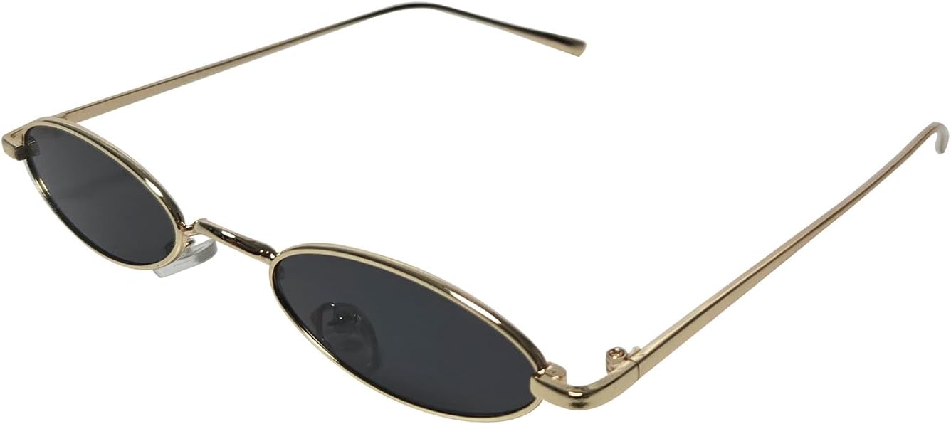 

Ретро-солнцезащитные очки овальной формы из сплава — стильные винтажные очки с легкой металлической оправой, защита от УФ-излучения UV400 для всех сезонов Generic, Gold Black