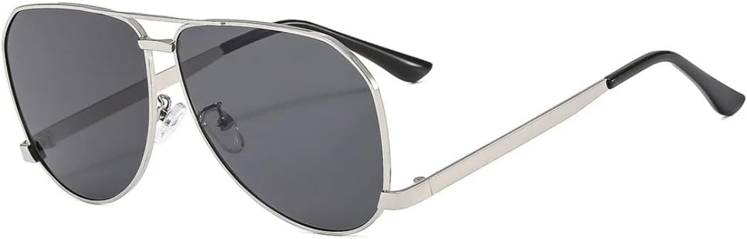 

Крупные овальные солнцезащитные очки для женщин и мужчин, винтажный панк, металлическая оправа, роскошные, модные, с защитой от УФ-излучения UV400 UATXTAU, Silver Black