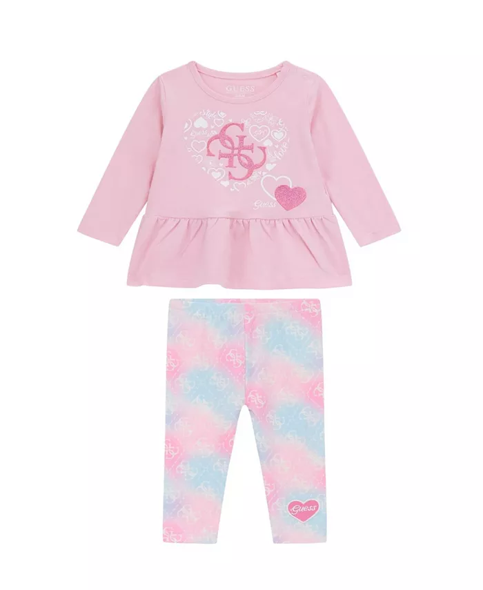 

Комплект для девочек: футболка с длинным рукавом и легинсы с принтом (2 предмета) GUESS