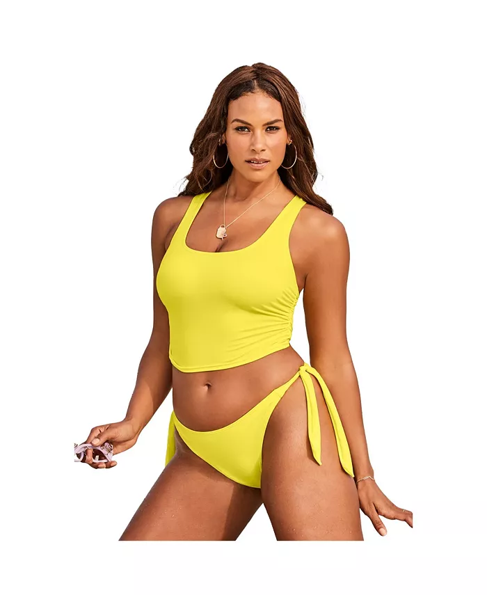 

Женский укороченный топ-танкини с рейсбэком Swimsuits for All, желтый