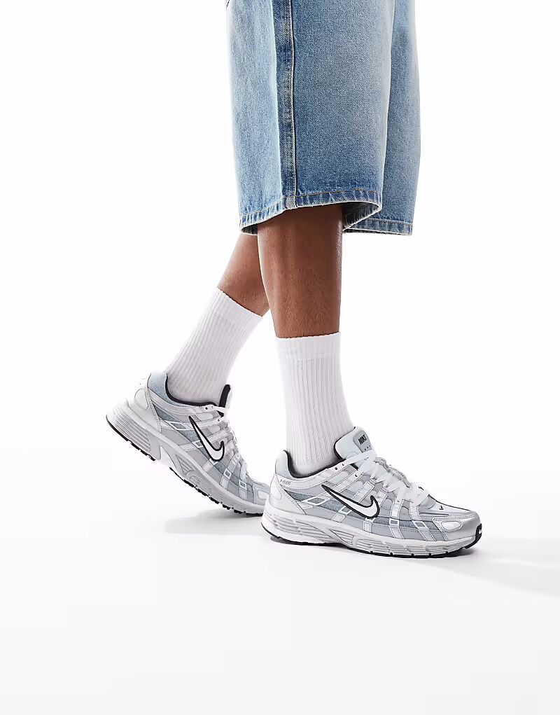 Кроссовки унисекс P-6000 белого и серебристого цветов Nike — фото 4