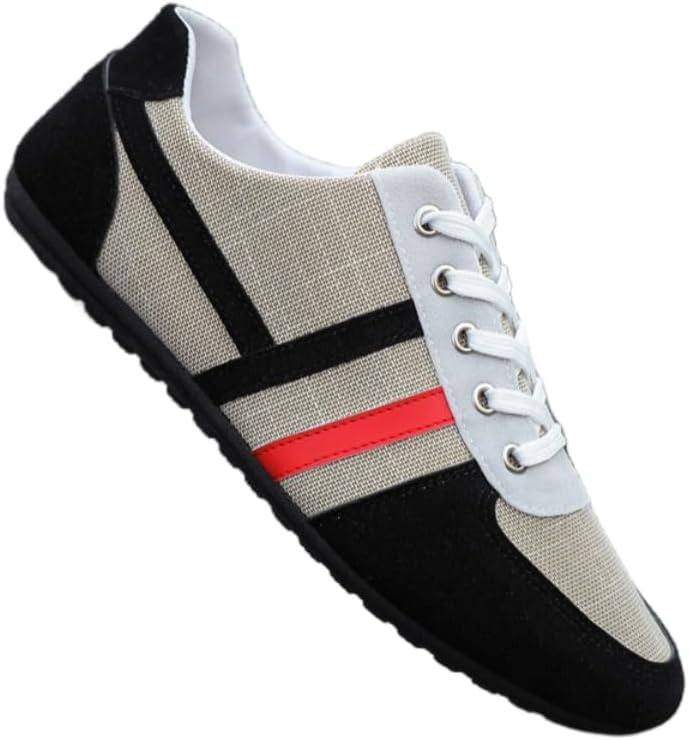 

Мужские летние дышащие кеды из канвы - низкий верх с плоской подошвой, легкие и удобные для повседневной и городской носки Hoalox, хаки