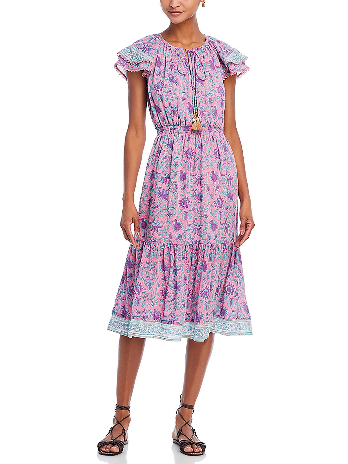

Платье миди из хлопка Eva Women's Cotton с завязкой на шее BELL, розовый