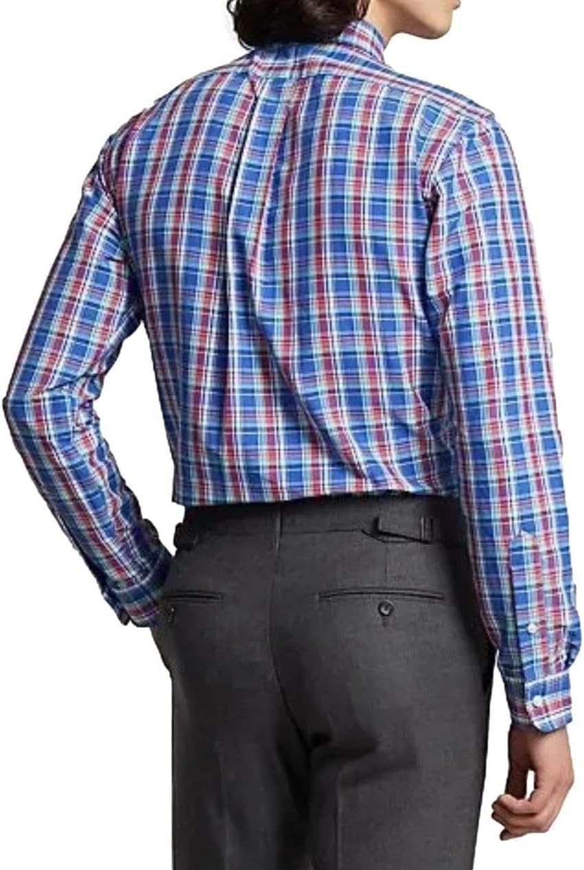 POLO RALPH LAUREN Мужская классическая рубашка Oxford Performance, Plaid Deep Pink Multi — фото 3