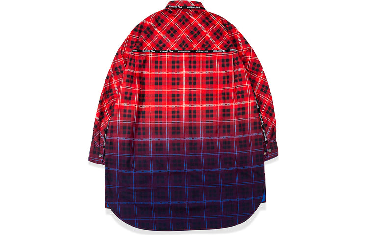 Рубашка (WMNS) Fila Gradient Plaid Contrasting Colors Pocket Woven Long Sleeves Shirt Red T11W031403F-RD, красный — фото 2
