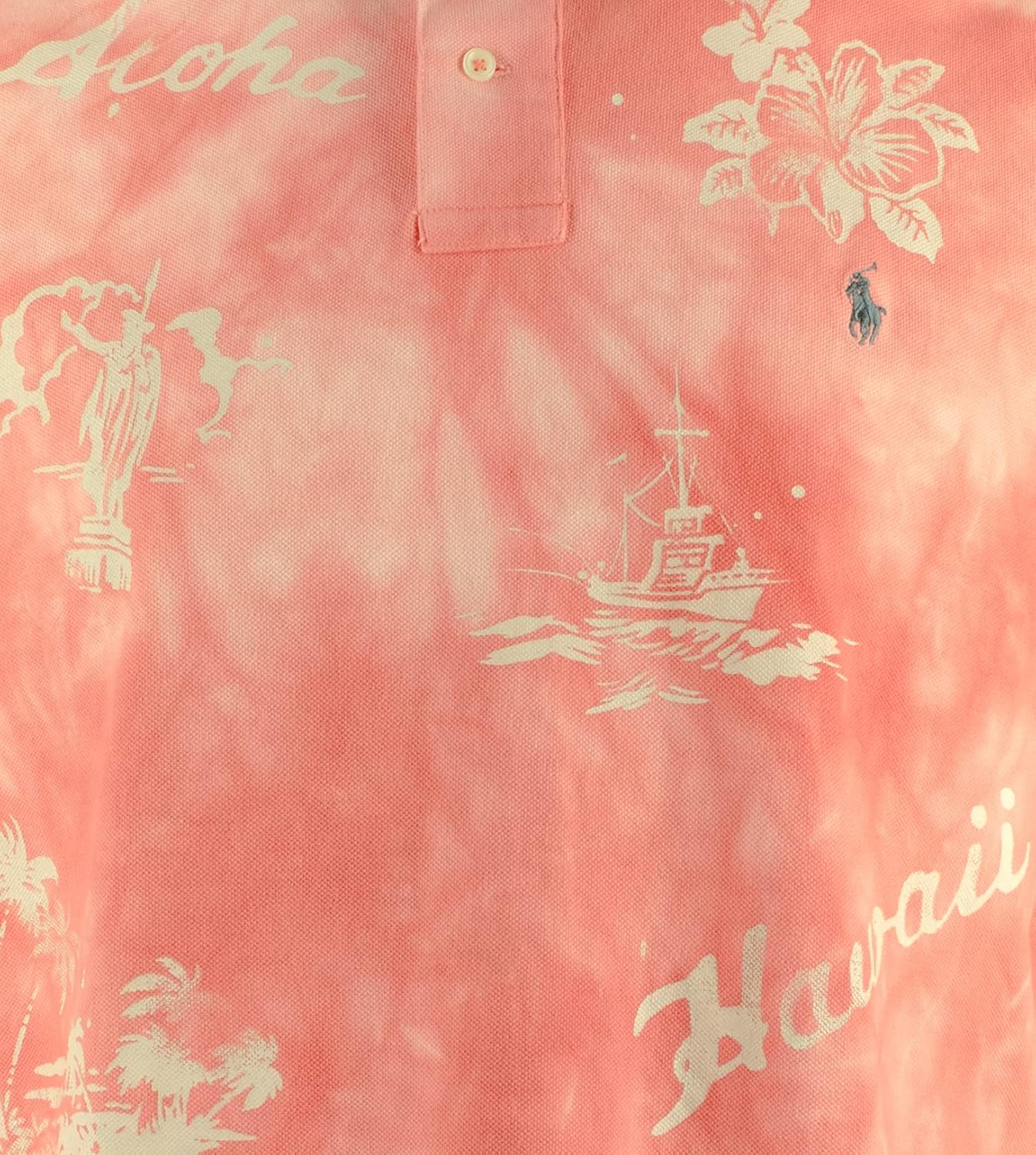 Мужская сетчатая рубашка-поло с короткими рукавами и гавайским принтом Polo Ralph Lauren, Red Print — фото 3
