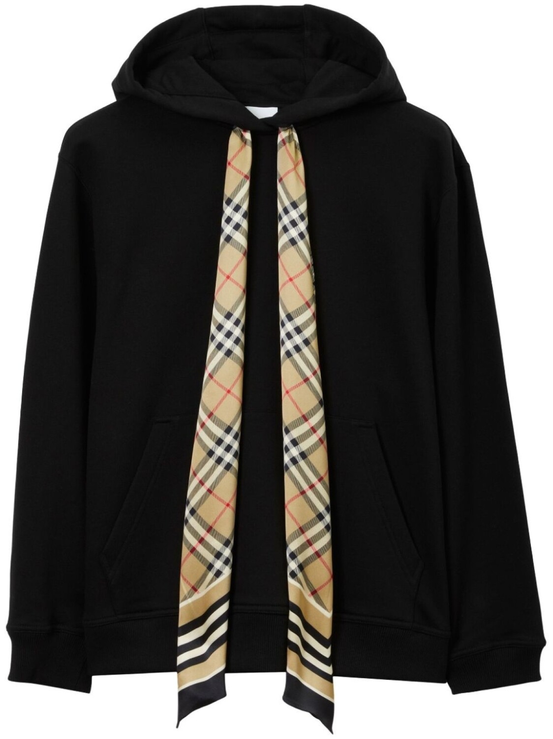 Худи Burberry Scarf Detail Cotton Oversized, черный