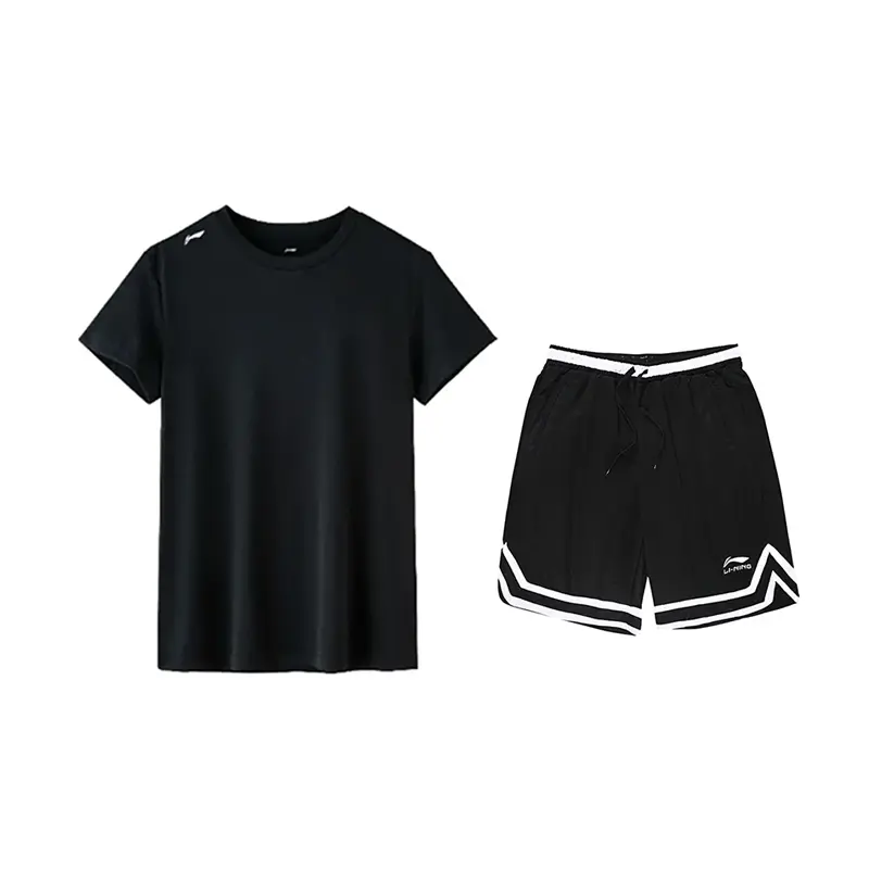 

LiNing Повседневная спортивная одежда унисекс, clothing sets[черный short-sleeved shirt+черный shorts]