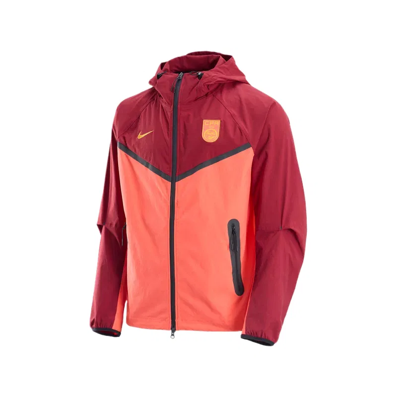 Куртка Nike с капюшоном ярко-темно-красная/ржаво-желтая