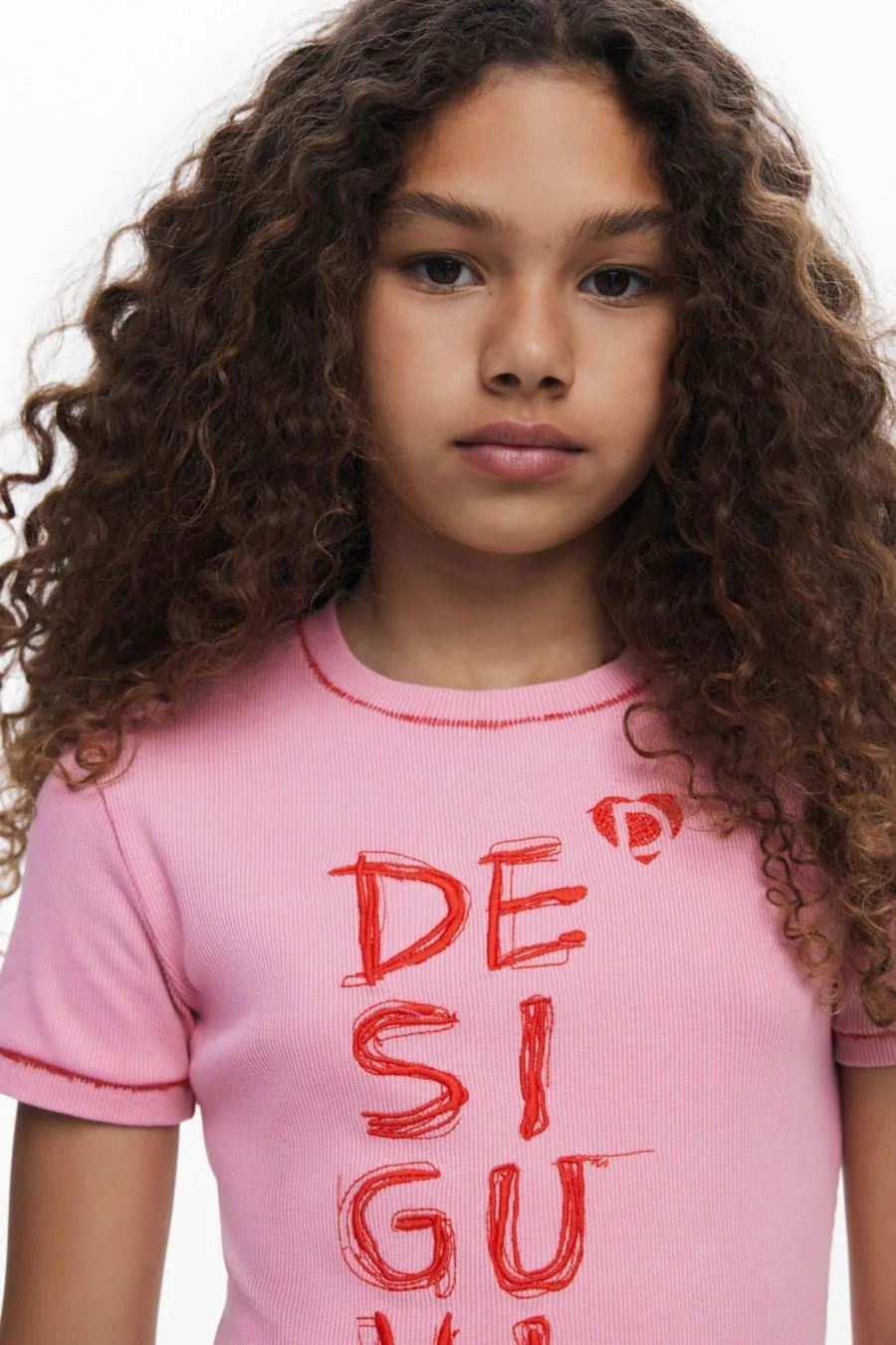 Детское короткое платье с логотипом Desigual, темно-розовый — фото 4