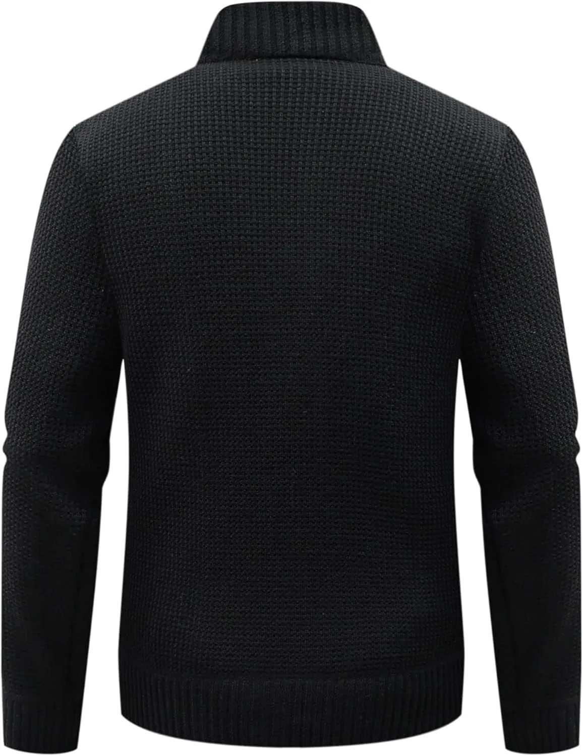 Мужской вязаный стеганый кардиган Casual Slim на молнии с мягкой фланелевой подкладкой и карманами — фото 2