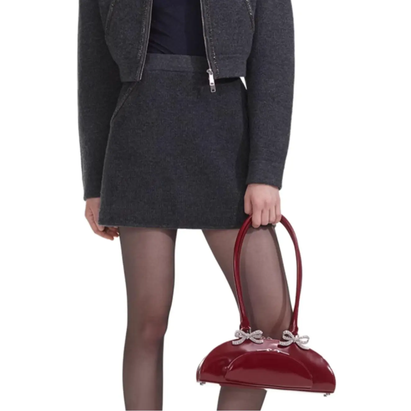 

Повседневная короткая юбка Women's Dark Gray Self-portrait, темно-серый