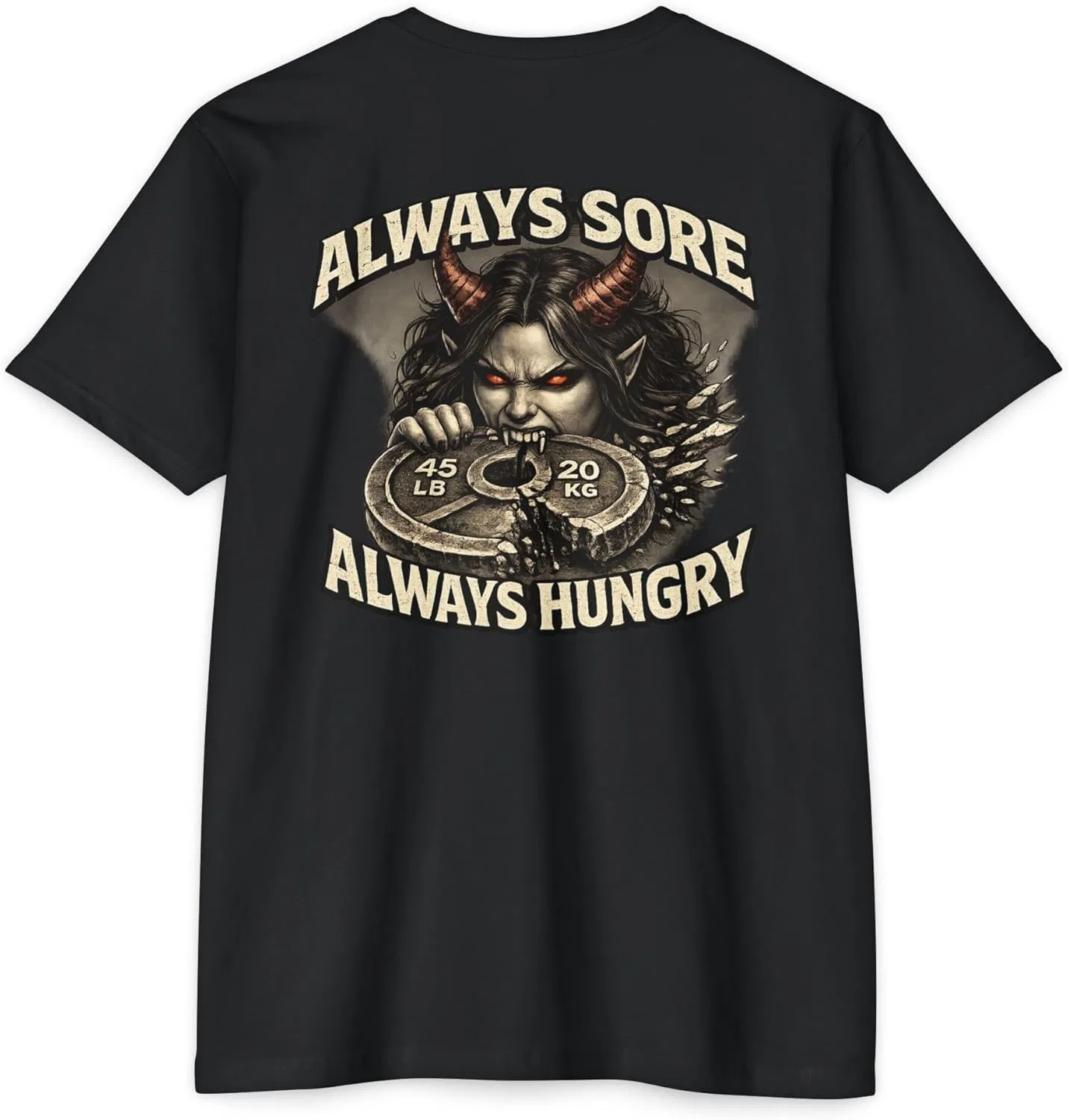 Футболка Always Sore Always Hungry Demon Gym - темная футболка для тренировок Fitness Mental Toughness (дизайн спереди и сзади) GENERIC, черный — фото 4