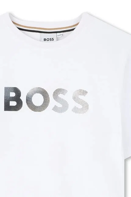 Футболка хлопковая детская BOSS, белый — фото 3