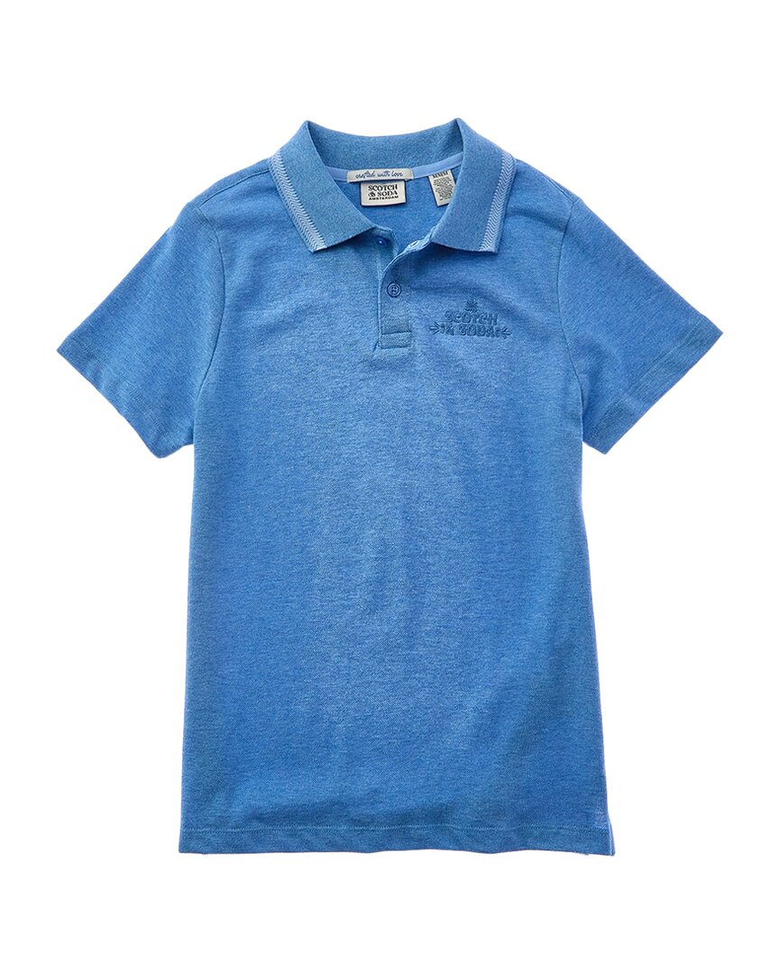 

Scotch & Soda Поло из меланжевой пике, синий