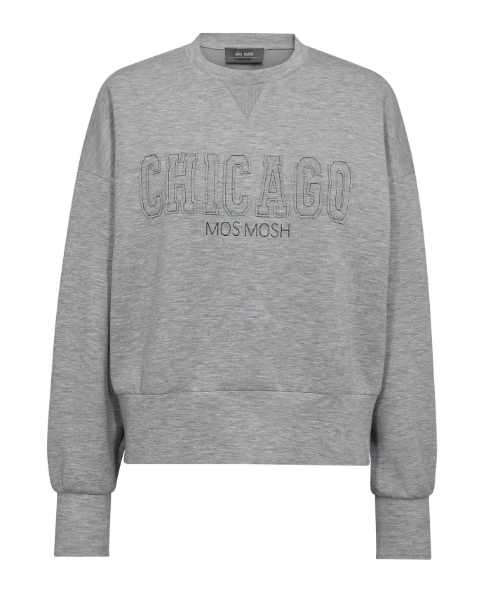 

Серая меланжевая толстовка с вышитым логотипом. Mos Mosh, серый