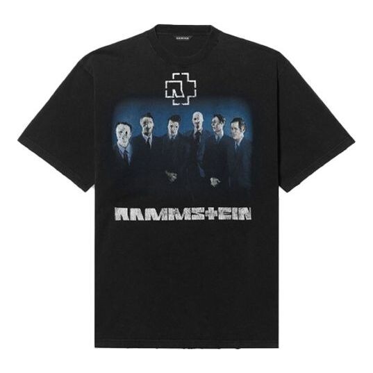 

Футболка men's rammstein germany band crossover short sleeve black Balenciaga, черный