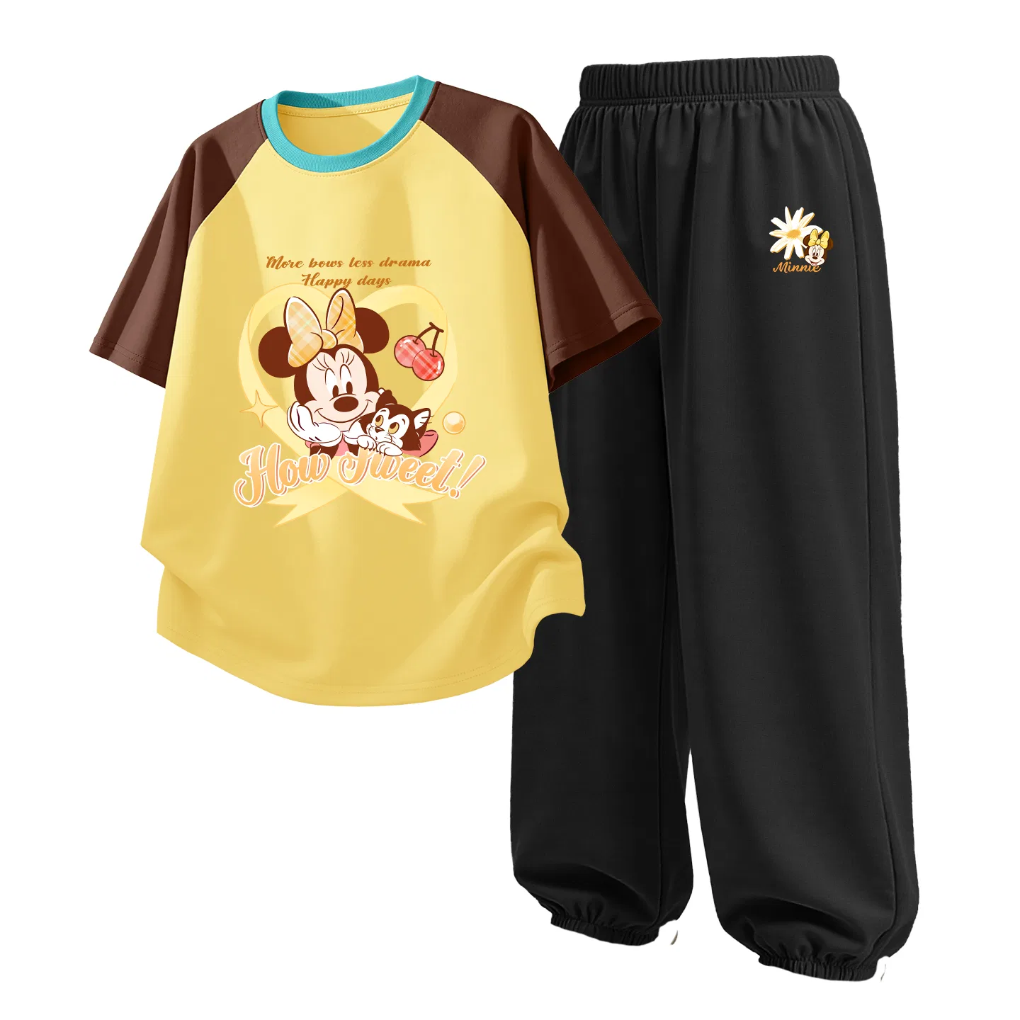 Детский спортивный костюм Casual Sportswear 2 Piece Set Disney, Daisy Hearty Brown Yellow+Di Fansen Flower K Black