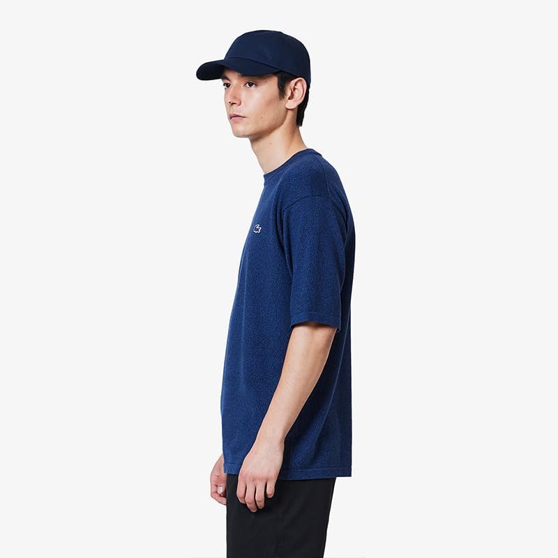 Мужская повседневная трикотажная футболка Lacoste в трехцветном меланжевом исполнении, темно-синий — фото 4