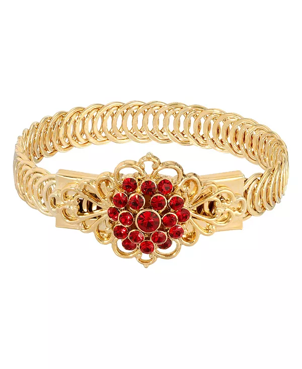 

Браслет-Пояс с накладным сиамско-красным цветком 14 каратного золота 2028, red