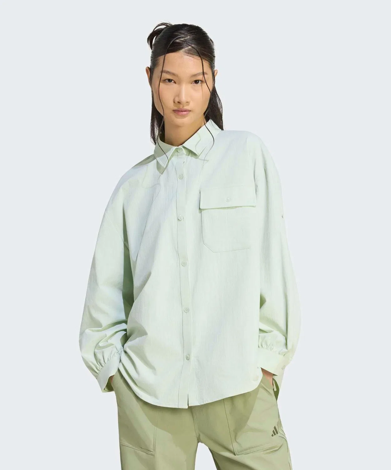 Женская рубашка с длинным рукавомUV-защитная с воротником Adidas, Green
