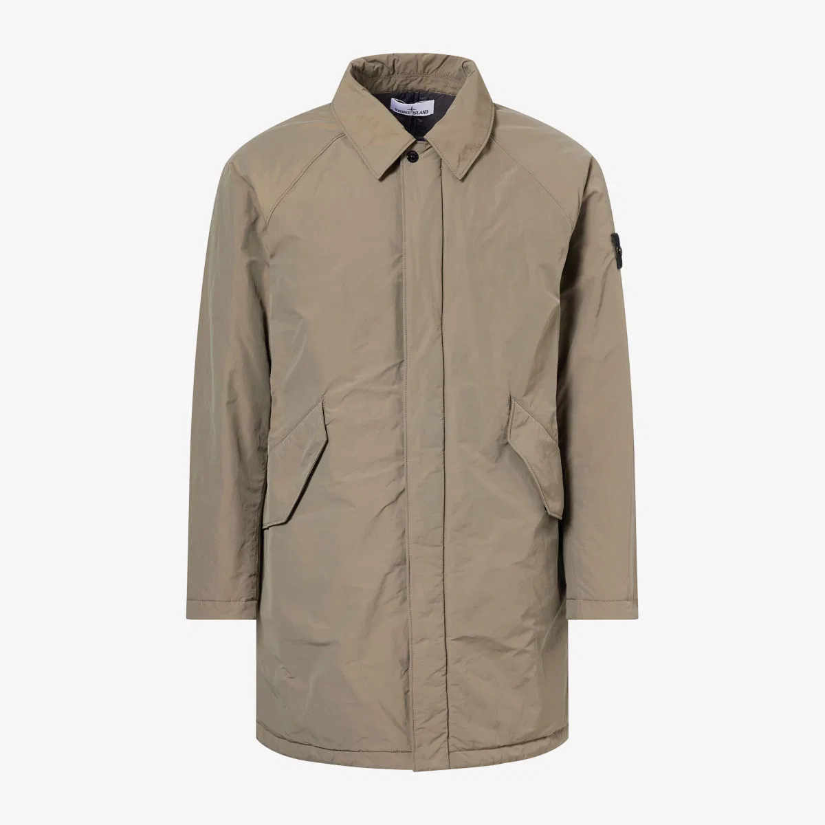 Удлиненное стеганое пальто из микротвила Stone Island, зеленый