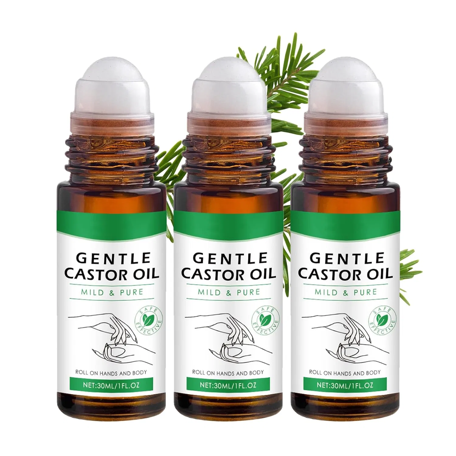 Масло для тела Castor Oil Roll-On, Sovtay, набор 3 шт., 30 мл, Golden