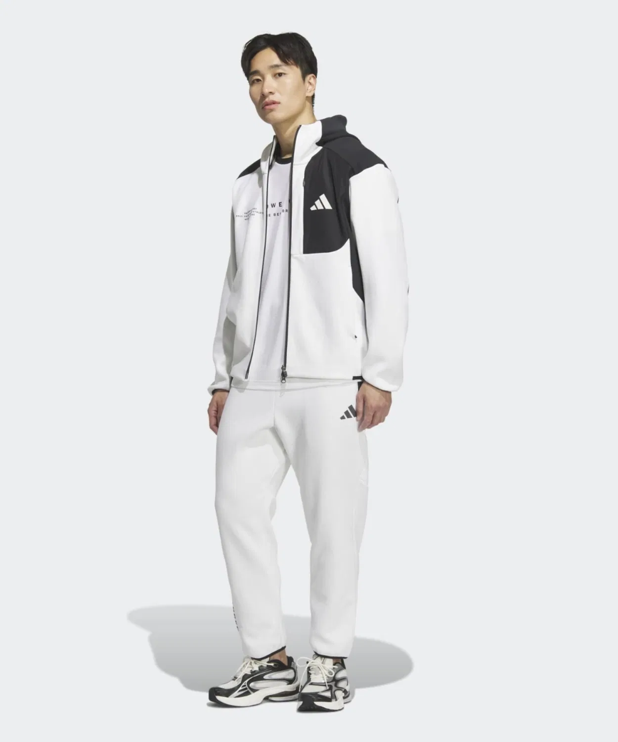 Мужские спортивные брюки с открытым низом, модель Adaptive, Adidas, White — фото 3