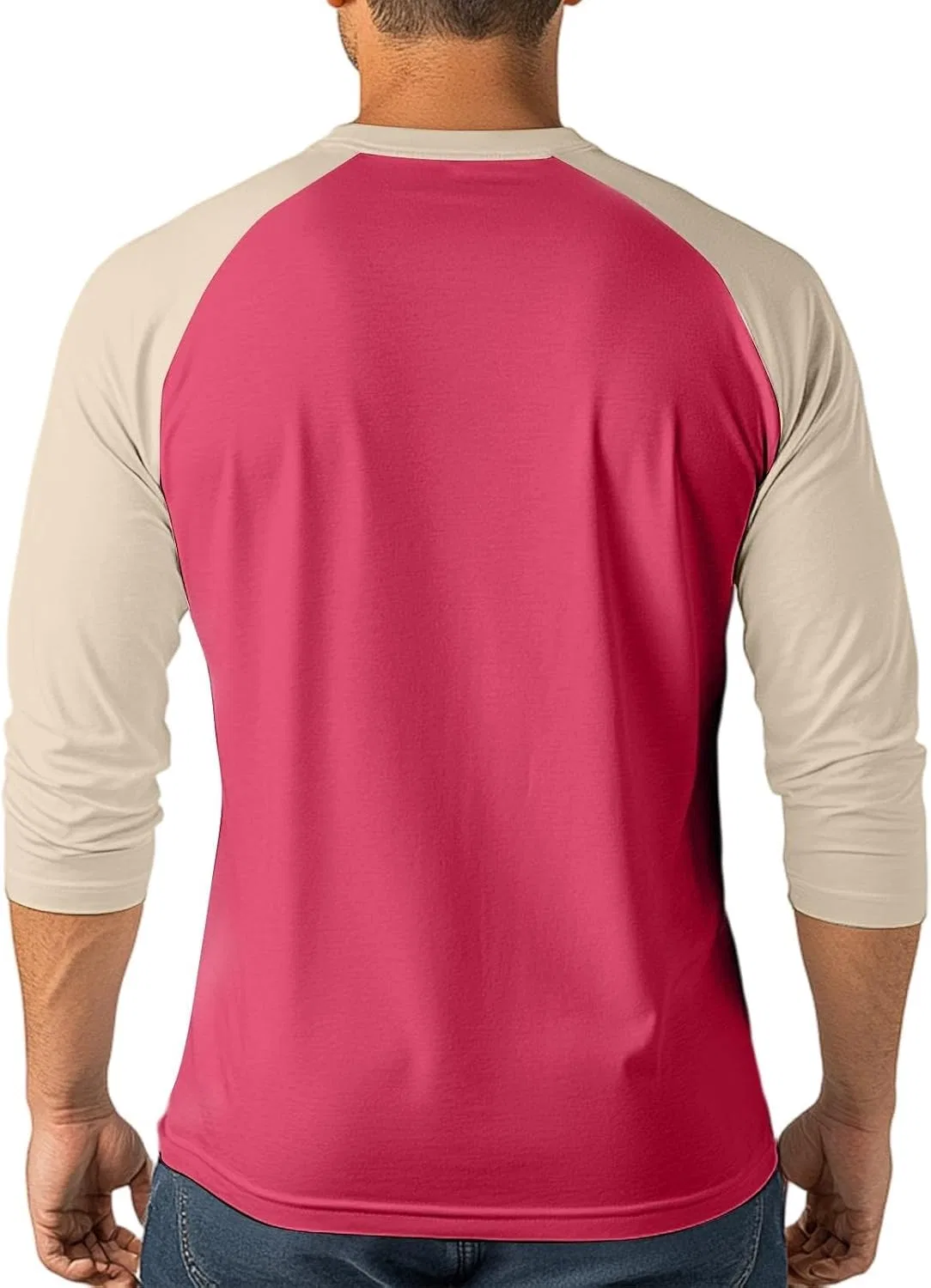 Мужская бейсбольная футболка с длинным рукавом Raglan, Watermelon Red — фото 3