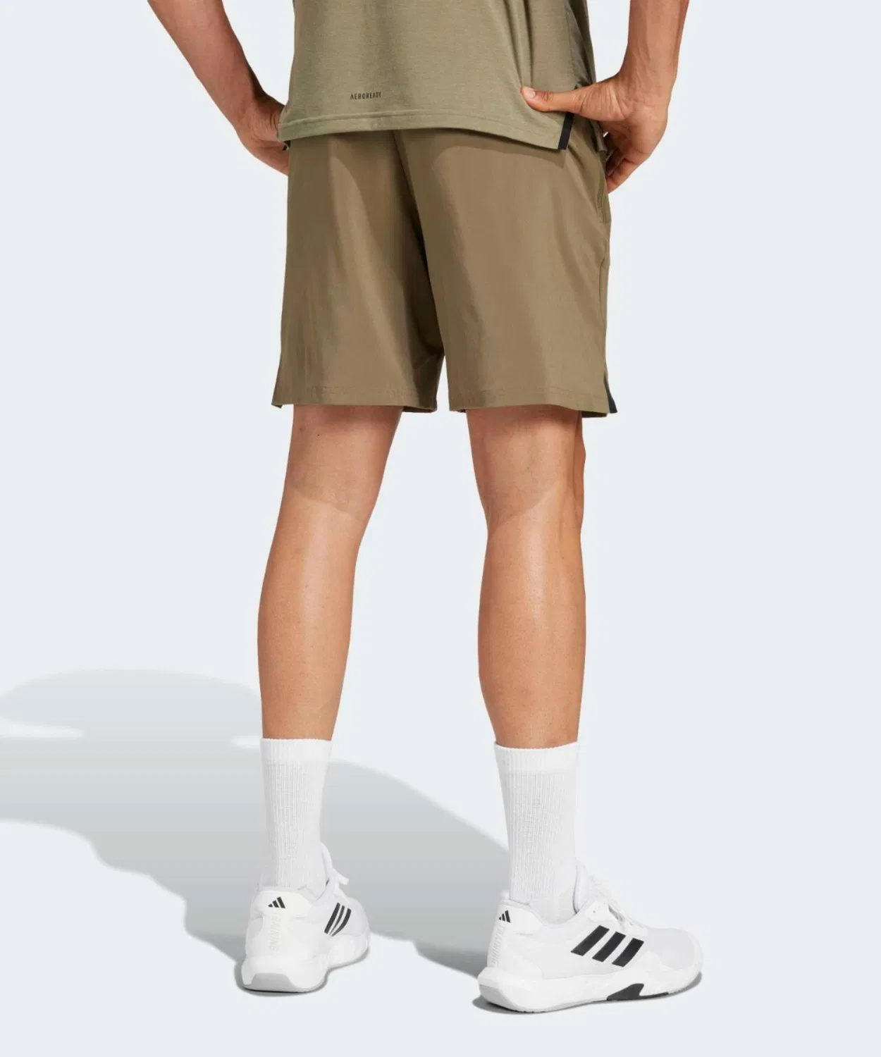 Мужские шорты для тренировок с боковыми разрезами Adidas, Khaki — фото 3