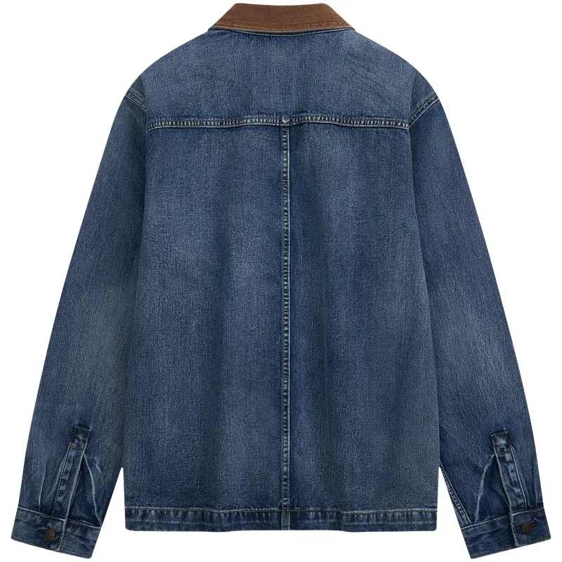Мужская джинсовая куртка с лацканами, средняя посадка, Calvin Klein, 8WN-Dazzling Blue Tone, 8WN-Dazzling Blue Tone — фото 3