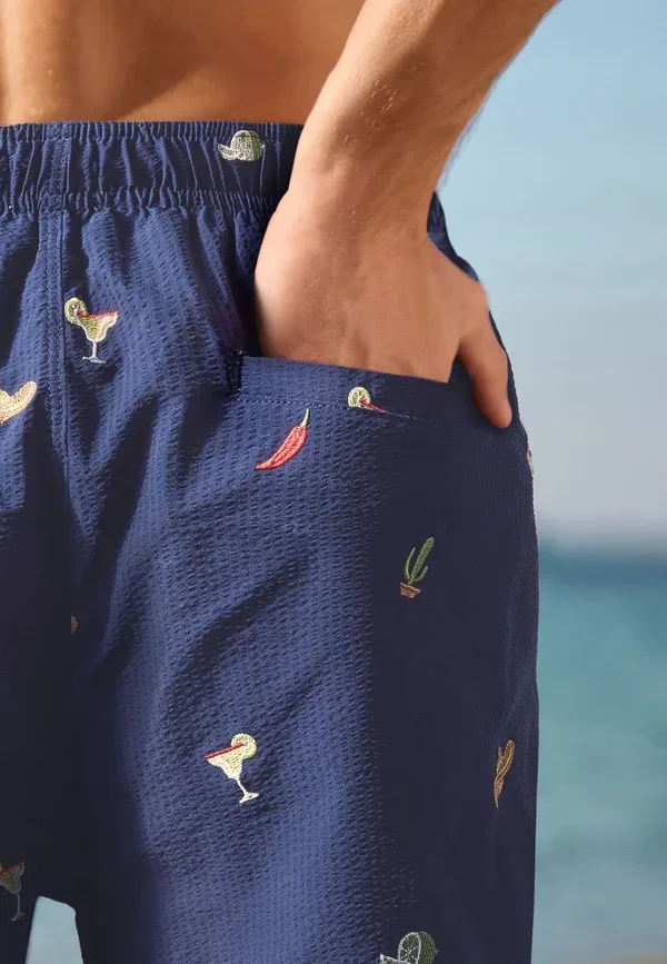 Плавки с вышивкой Regular fit - textured fiesta embroidered dq, Next, темно-синий — фото 3
