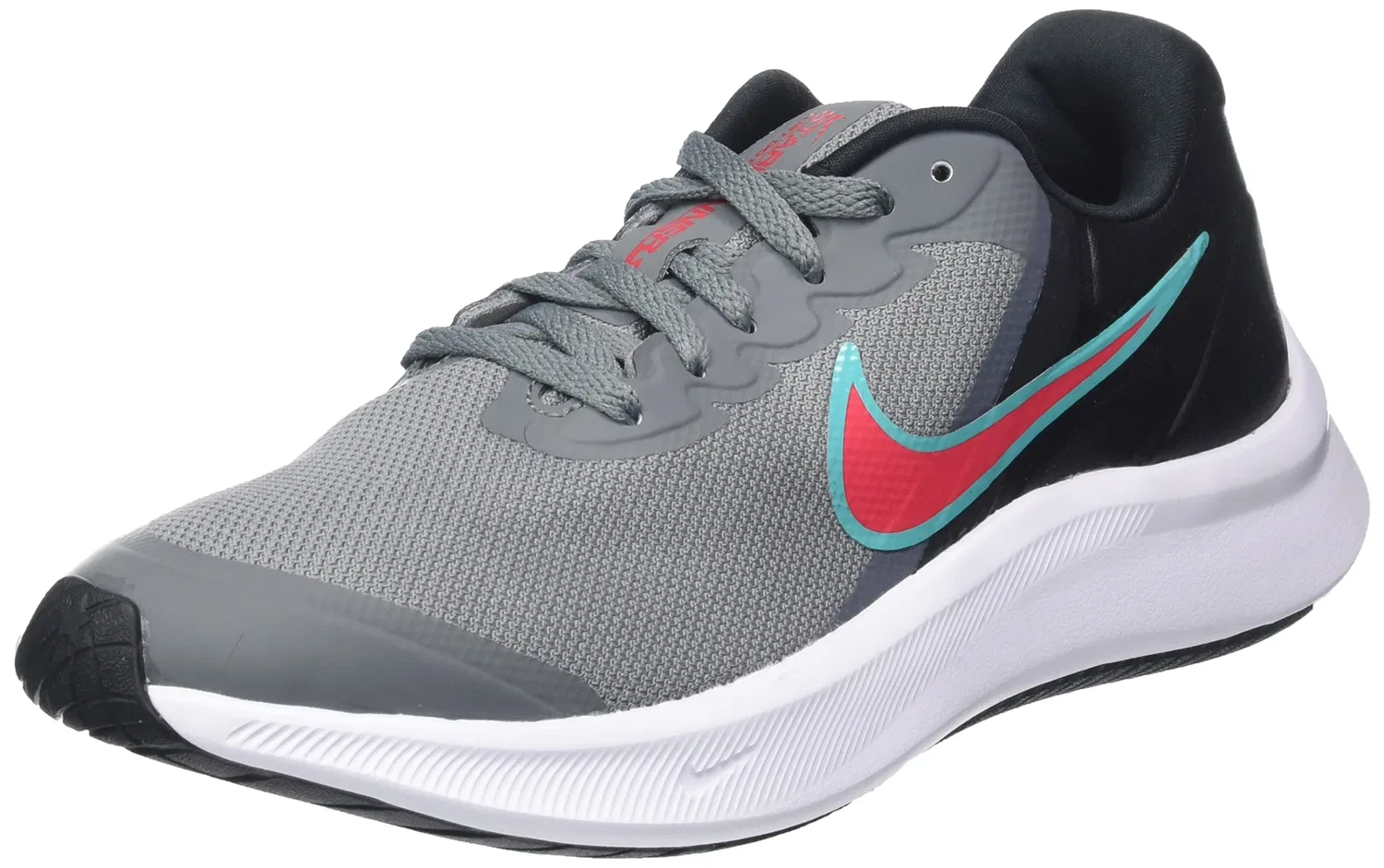 Детские кроссовки для мальчиков с принтом Star Runner 3 NIKE, Smoke Grey Siren Red Black