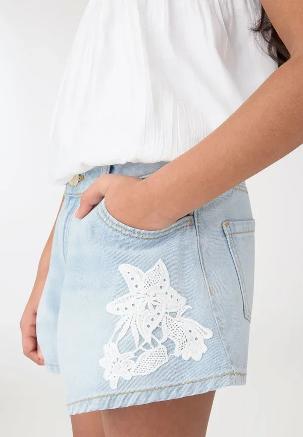 Шорты джинсовые Applicazioni Terranova Denim Chiaro, светло-голубой — фото 4