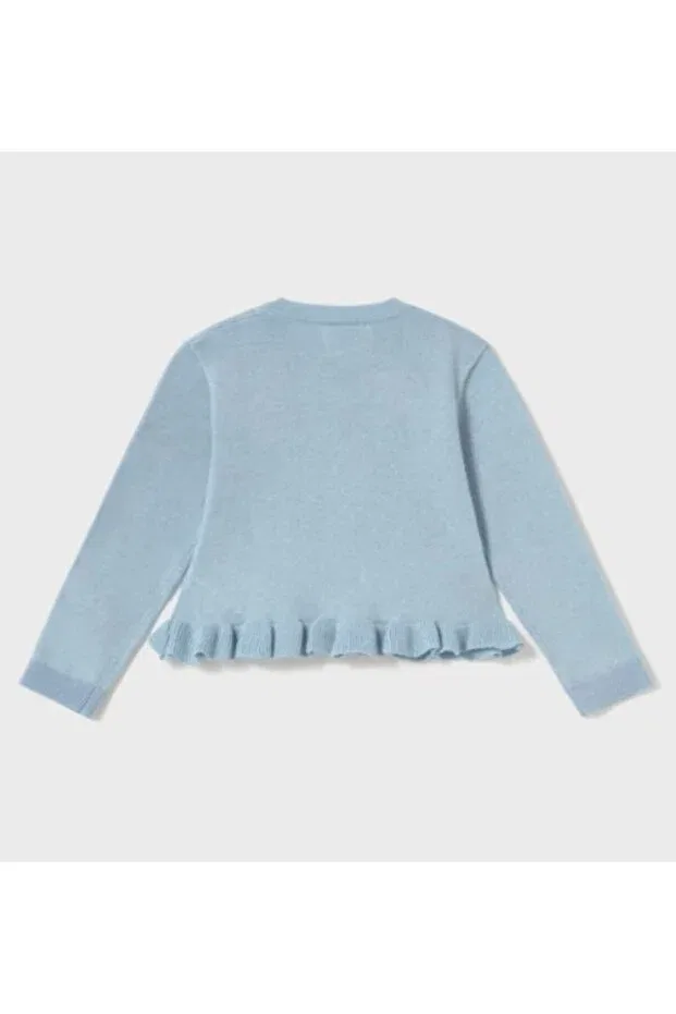 Детский кардиган для девочек с рюшами Girl baby 1398 ruffled knit cardigan gkm0404 Mayoral, Ice Blue — фото 2