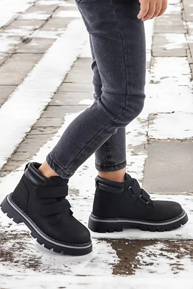 Детские ботинки для девочек на плоской подошве Kiko Kids, Black — фото 4